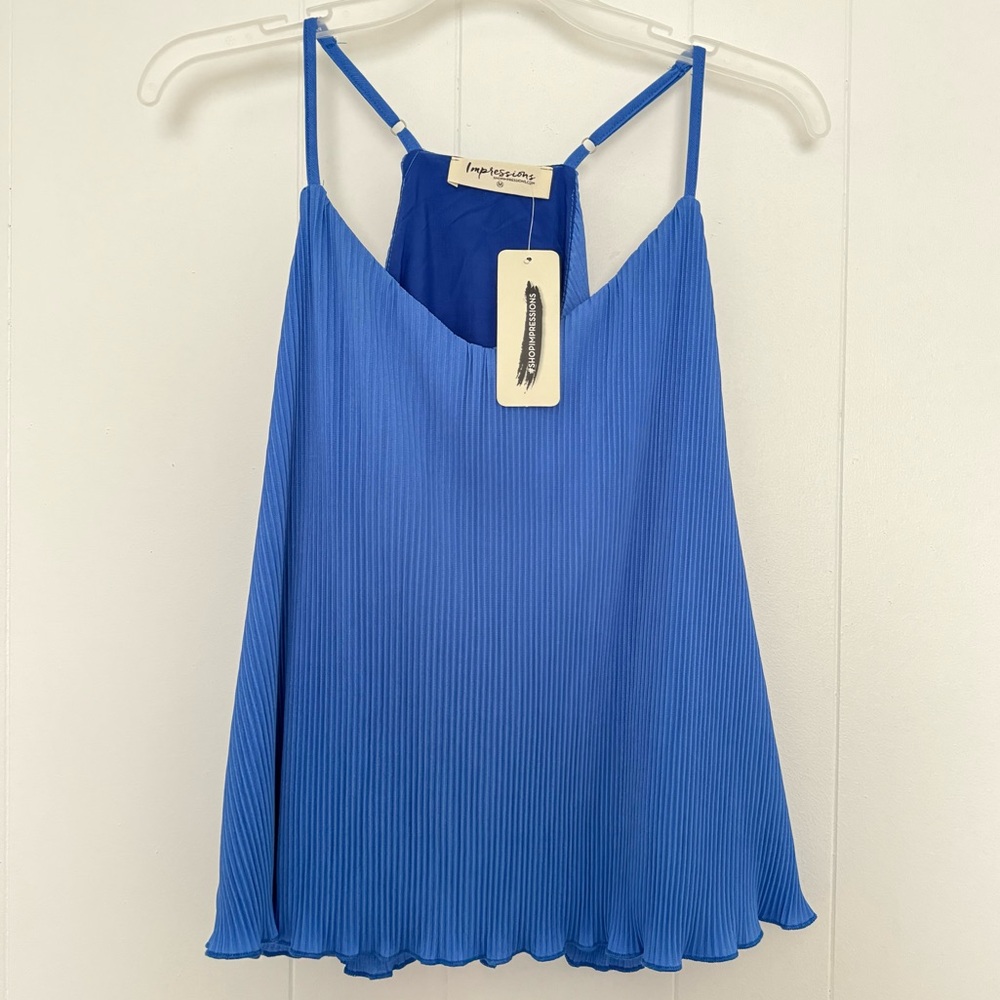NEW Impressions Boutique Accordion Pleat Tank Top Blouse